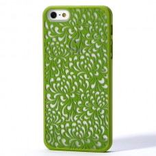 iPhone SE 5 5s - Carved Chrysanthemum Pattern Matte PC Hard Protective Cover Case - Green